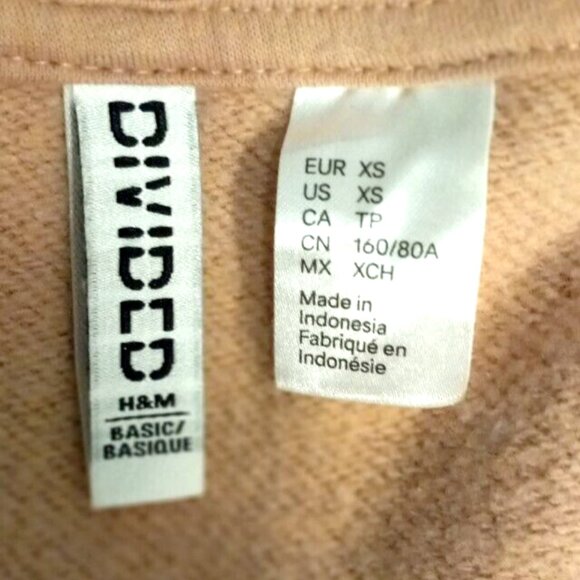 H&M Divided Pink Cropped Hoodie Sweatshirt Women’s Sz XS Drawstring Long Sleeve - Picture 8 of 11